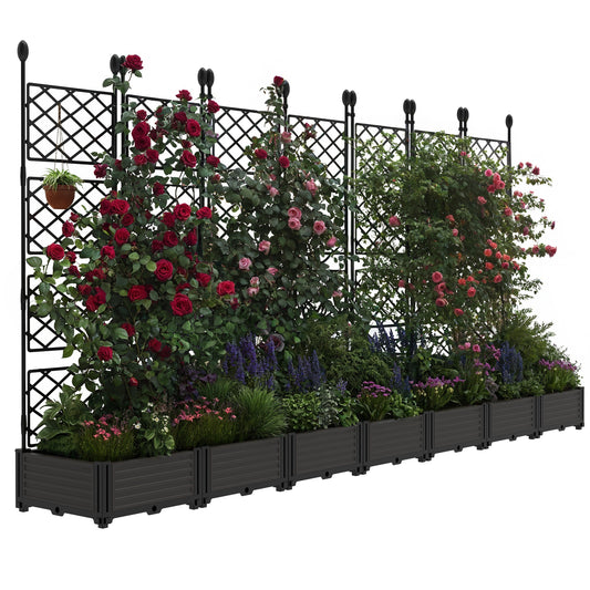 Garvee Planter Boxes Set with Trellises, Black
