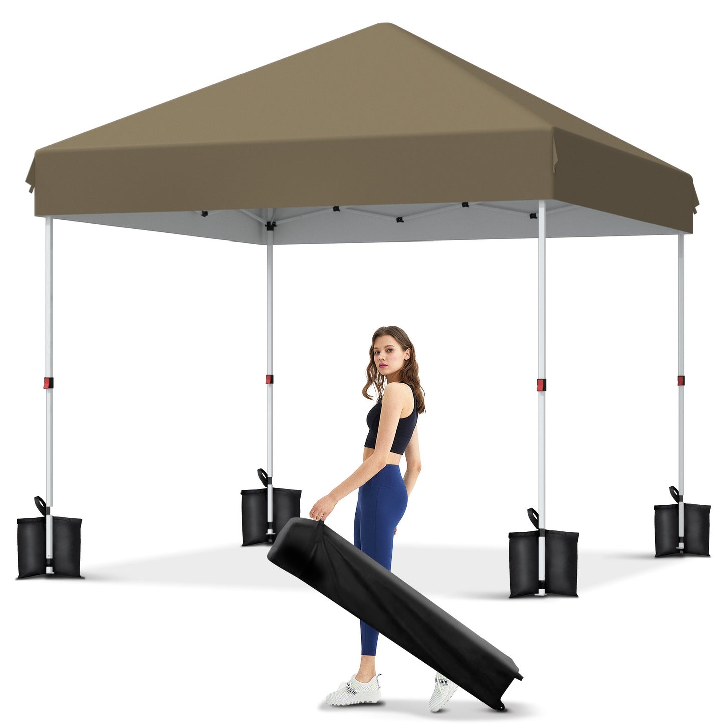 Garvee 10 x 10 Ft Pop-up Canopy, One Button Push Setup, Heavy Duty, Portable Roller Bag