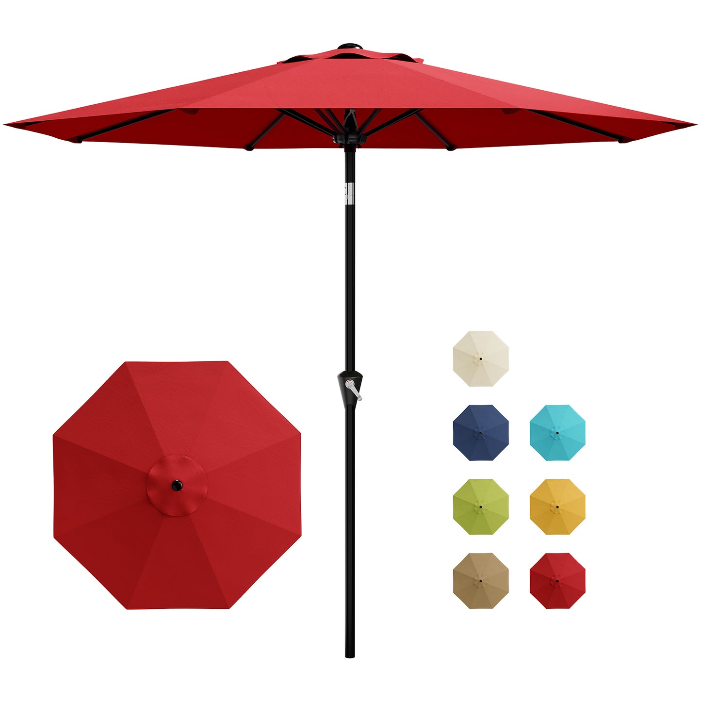Garvee 9 feet Outdoor Patio Umbrella, with Push Button Tilt & 8 Sturdy Ribs