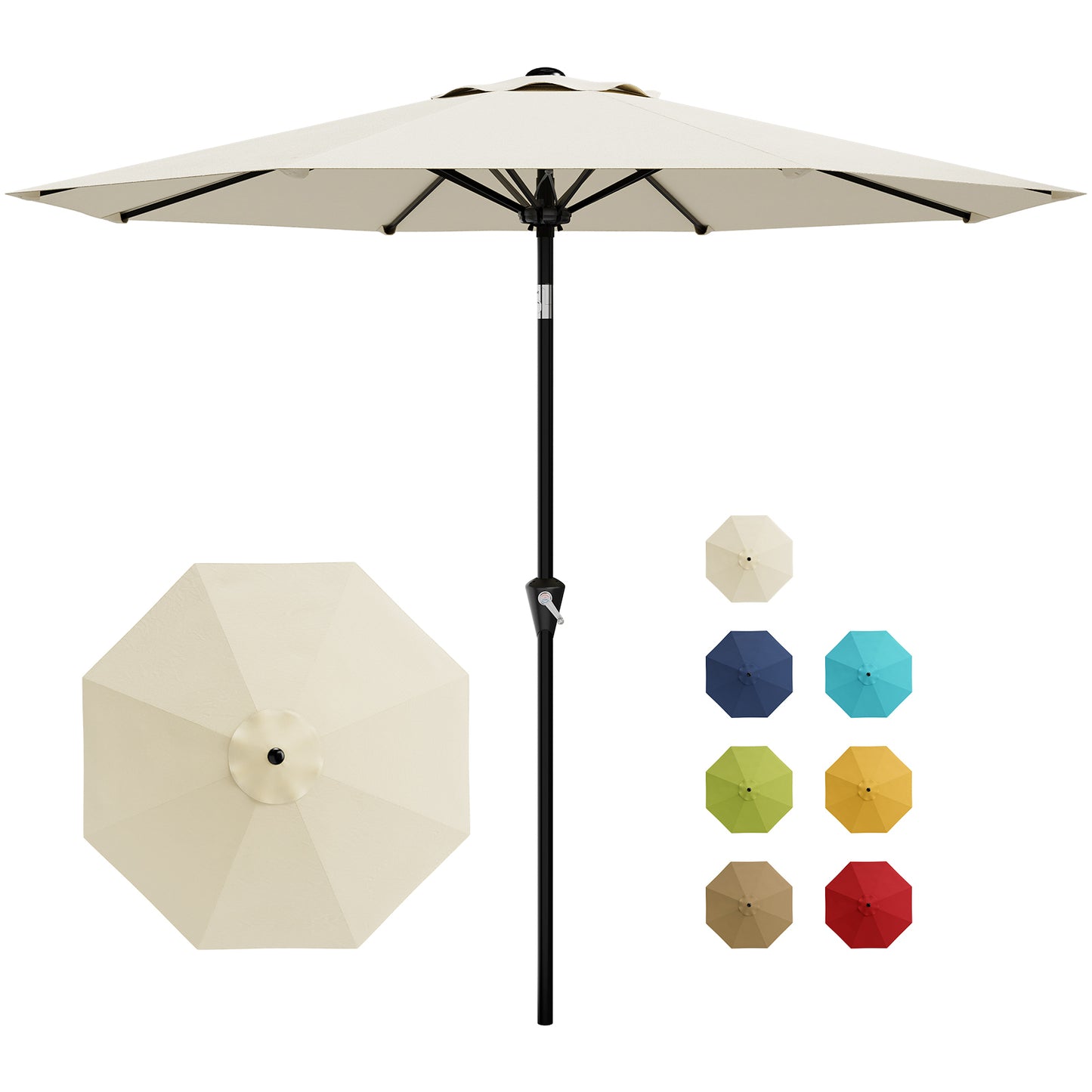 Garvee 10 feet Outdoor Patio Umbrella, with Push Button Tilt & 8 Sturdy Ribs