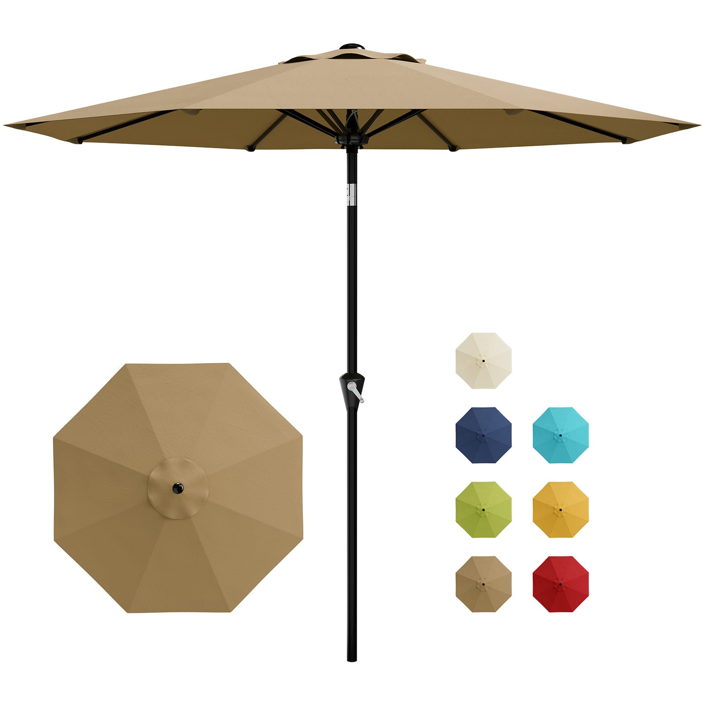 Garvee 9 feet Outdoor Patio Umbrella, with Push Button Tilt & 8 Sturdy Ribs