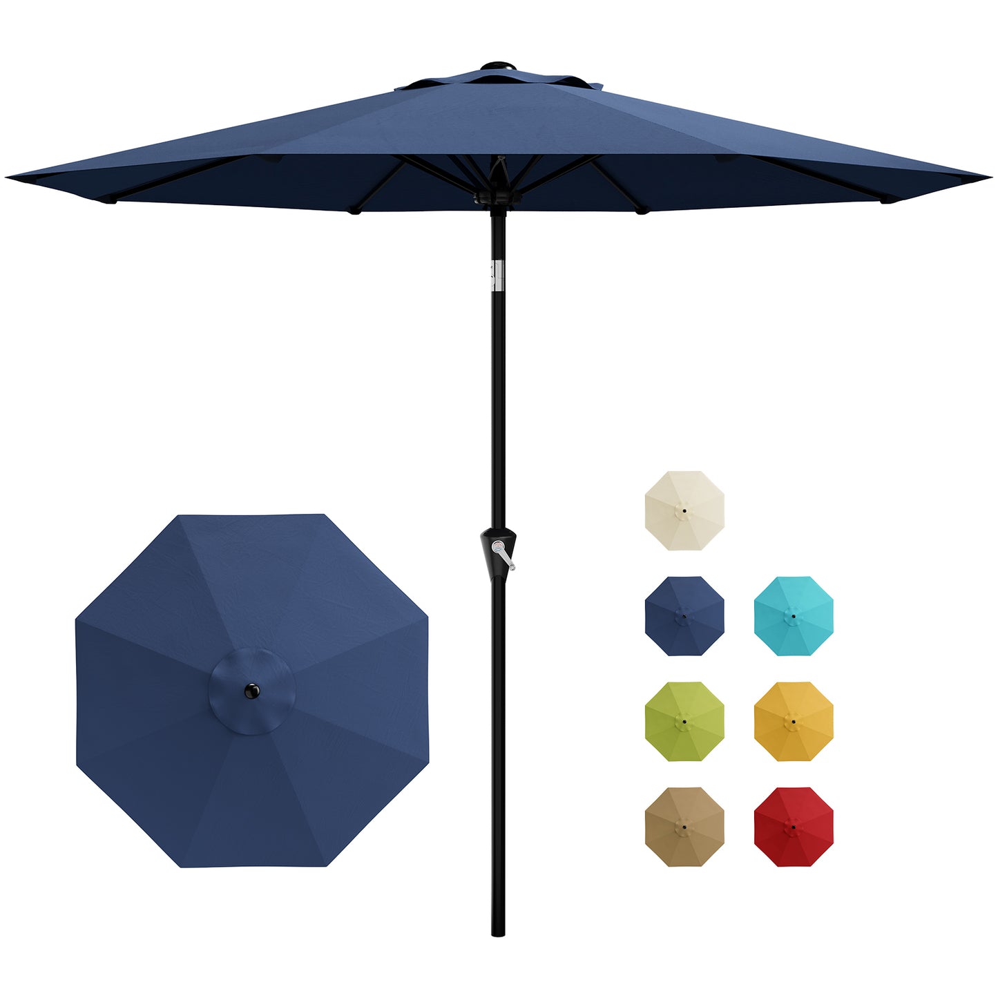 Garvee 9 feet Outdoor Patio Umbrella, with Push Button Tilt & 8 Sturdy Ribs