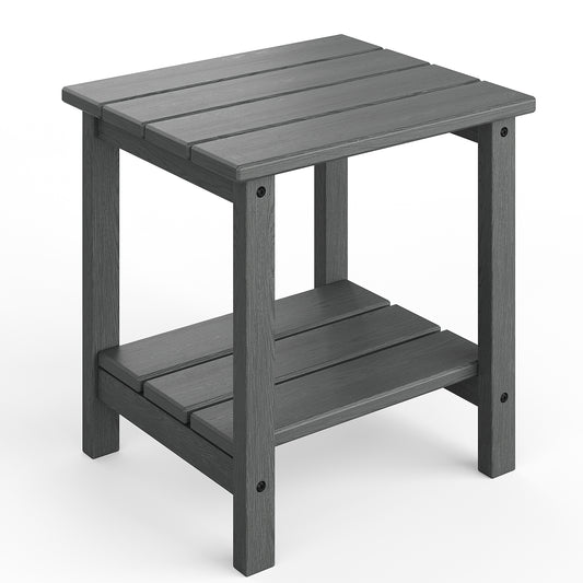 Garvee 2-Tier HDPE All Weather Adirondack Outdoor Side Table, 17.71" x 15.35" x 18.11"