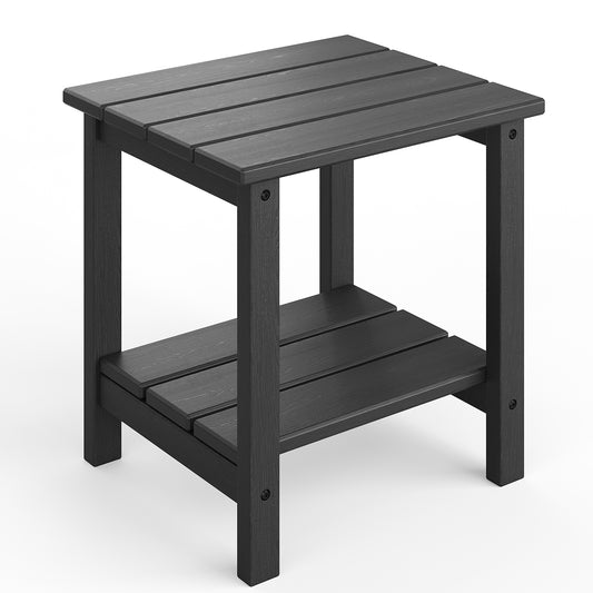 Riedhoff 2-Tiers Outdoor Side Table for Patio, 17.71" x 15.35"x 18.11", Weather Resistant