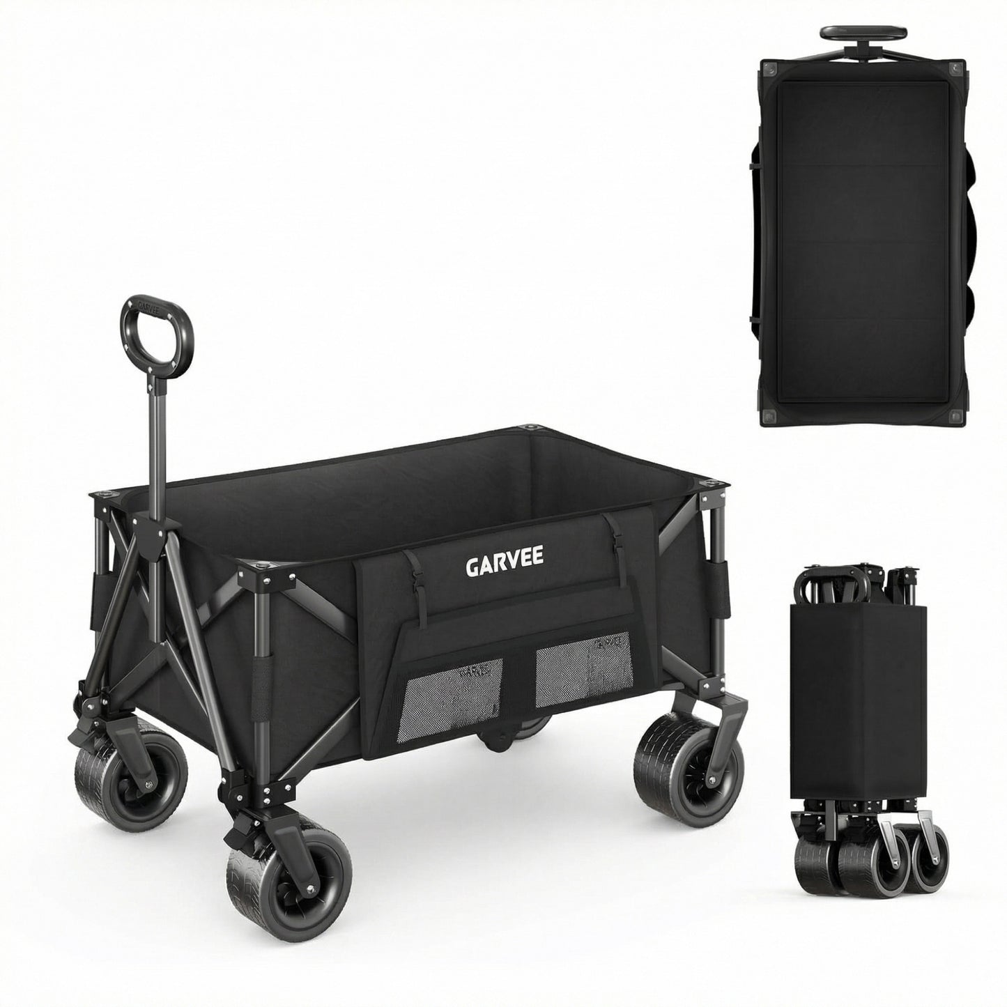 Garvee Large Foldable Wagon Carts, 480 ibs Weight Capacity, 280L with 4" Width Wheels