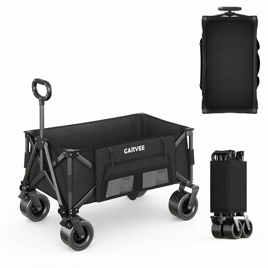 Garvee Large Foldable Wagon Carts, 480 ibs Weight Capacity, 280L with 4" Width Wheels