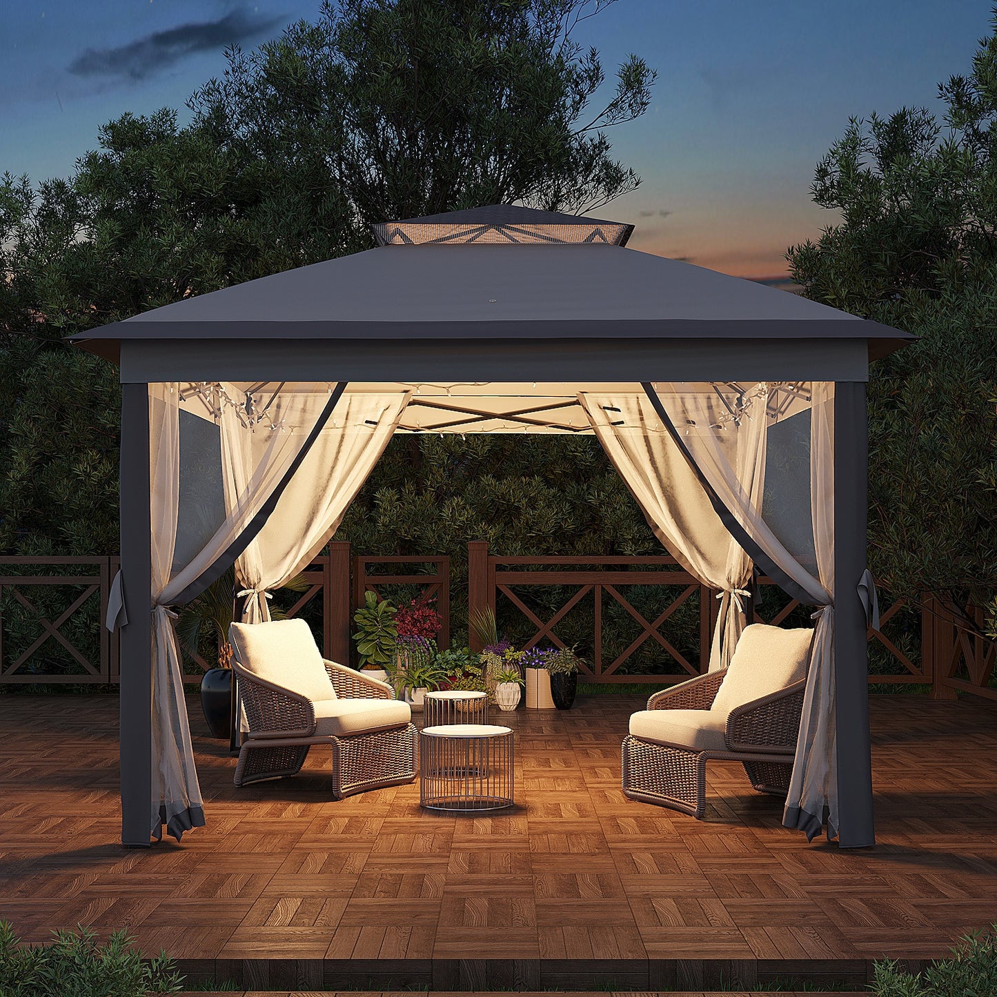 Garvee 10.82 x 10.82' Pop-Up Gazebo Tent, Adjustable Height with Mosquito Netting