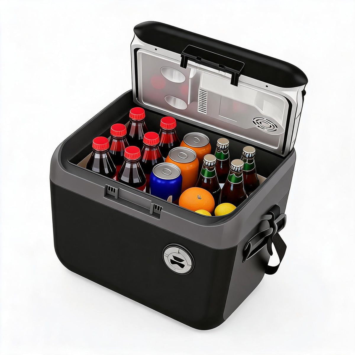 Riedhoff 32 quart Portable Car Refrigerator, Electric Cooler & Warmer with Handle, Black & Gray