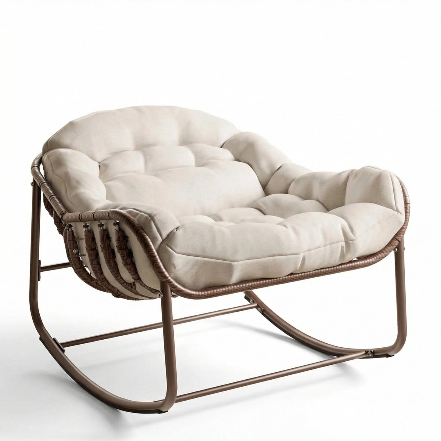 Garvee Outdoor Rocking Chair with Cushion, 36.6 x 33 x 25.2", Oversized Papasan Rocker