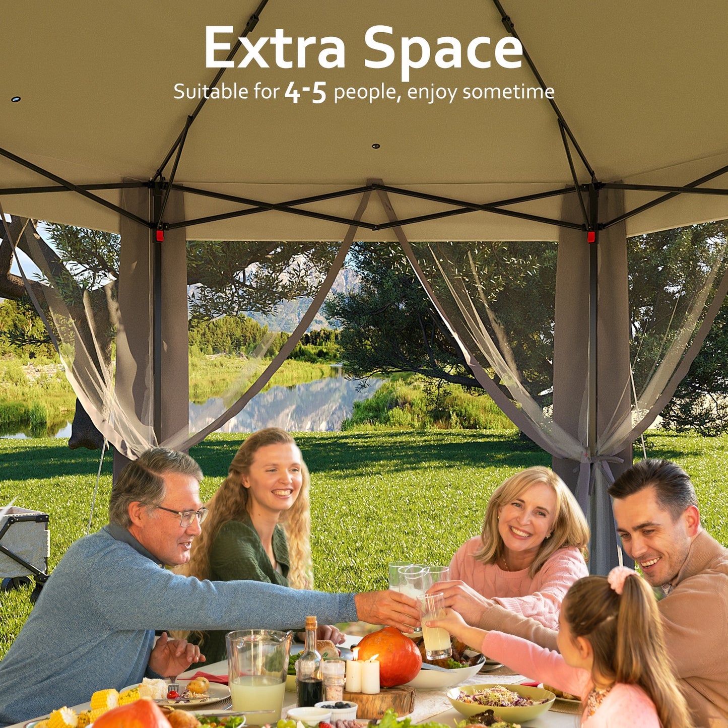 Garvee 79.5" Pop up Gazebo, Adjustable Height with Mosquito Net, Double-Layer