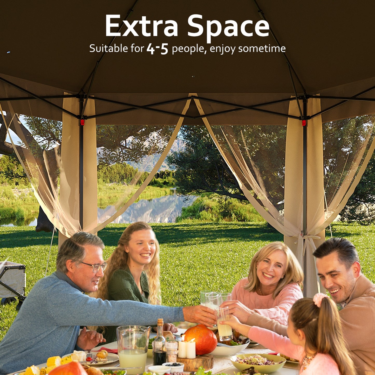 Garvee 79.5" Pop up Gazebo, Adjustable Height with Mosquito Net, Double-Layer