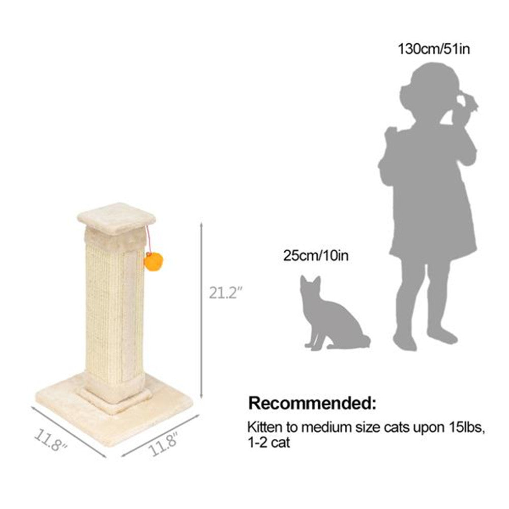 BEESCLOVER 21 inch  Cat Pet Climbing Frame with Ball Climbing Mount Beige