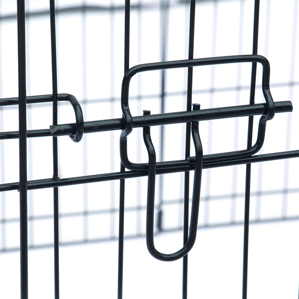 BEESCLOVER 48 inch  Basics Play Area Foldable Metal Pet Wire Fence 8 Pieces with Open Doors Black