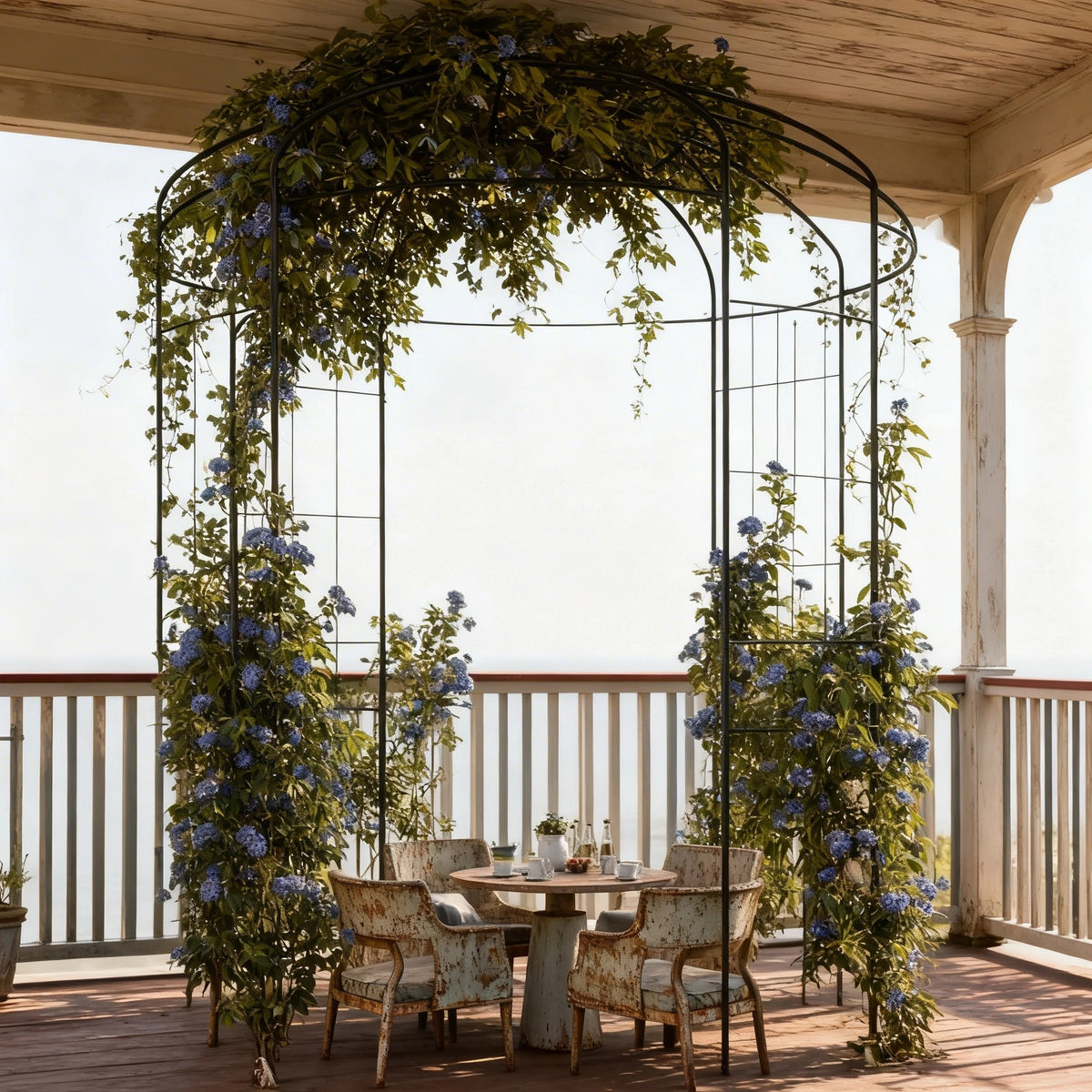 Riedhoff Garden Arbor Trellis 3.47 x 6.56 x 6.56 ft , Birdcage Wedding Arch, Black