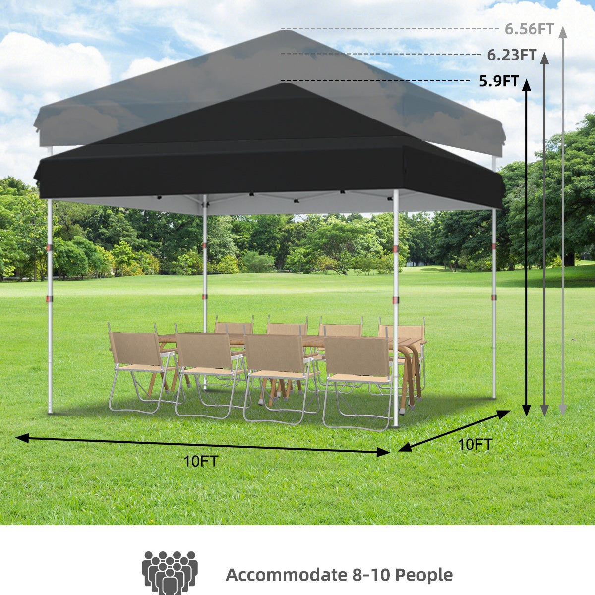 Garvee 10 x 10 Ft Pop-up Canopy, One Button Push Setup, Heavy Duty, Portable Roller Bag