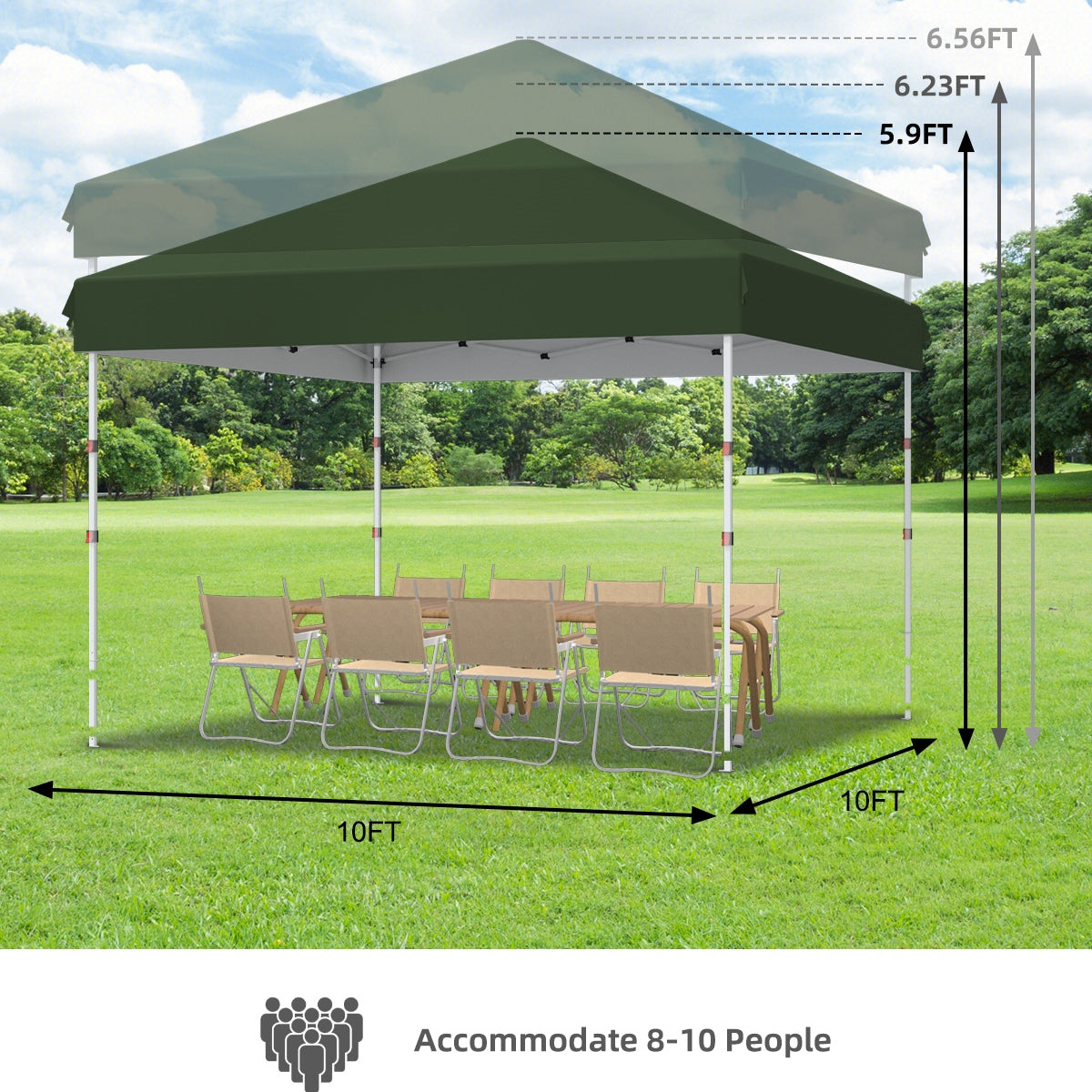 Garvee 10 x 10 Ft Pop-up Canopy, One Button Push Setup, Heavy Duty, Portable Roller Bag