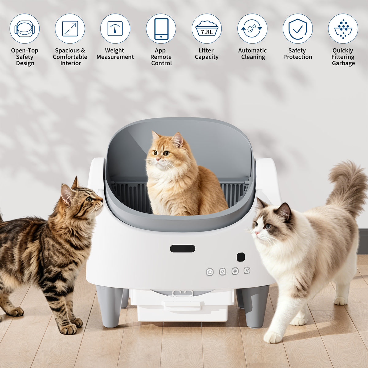 Riedhoff Self-Cleaning Automatic Odor-Control Litter Box, with Smart App Controlled