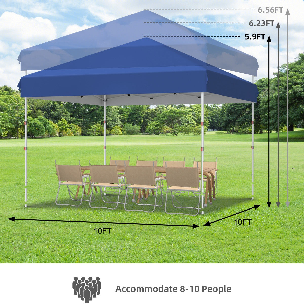 Garvee 10 x 10 Ft Pop-up Canopy, One Button Push Setup, Heavy Duty, Portable Roller Bag