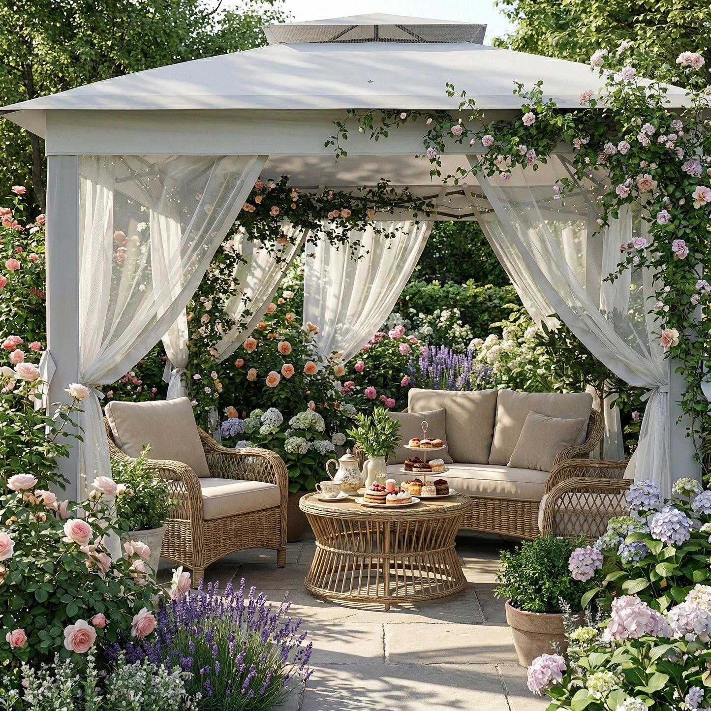Garvee 10.82 x 10.82' Pop-Up Gazebo Tent, Adjustable Height with Mosquito Netting