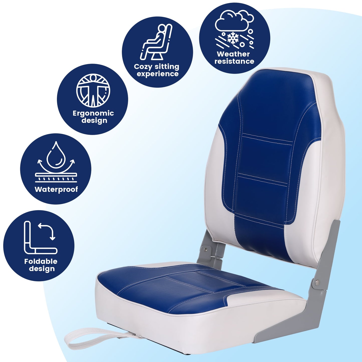 Garvee Folding Boat Seats, High Back, 2 Pack, Thick Sponge Padding and Hinge