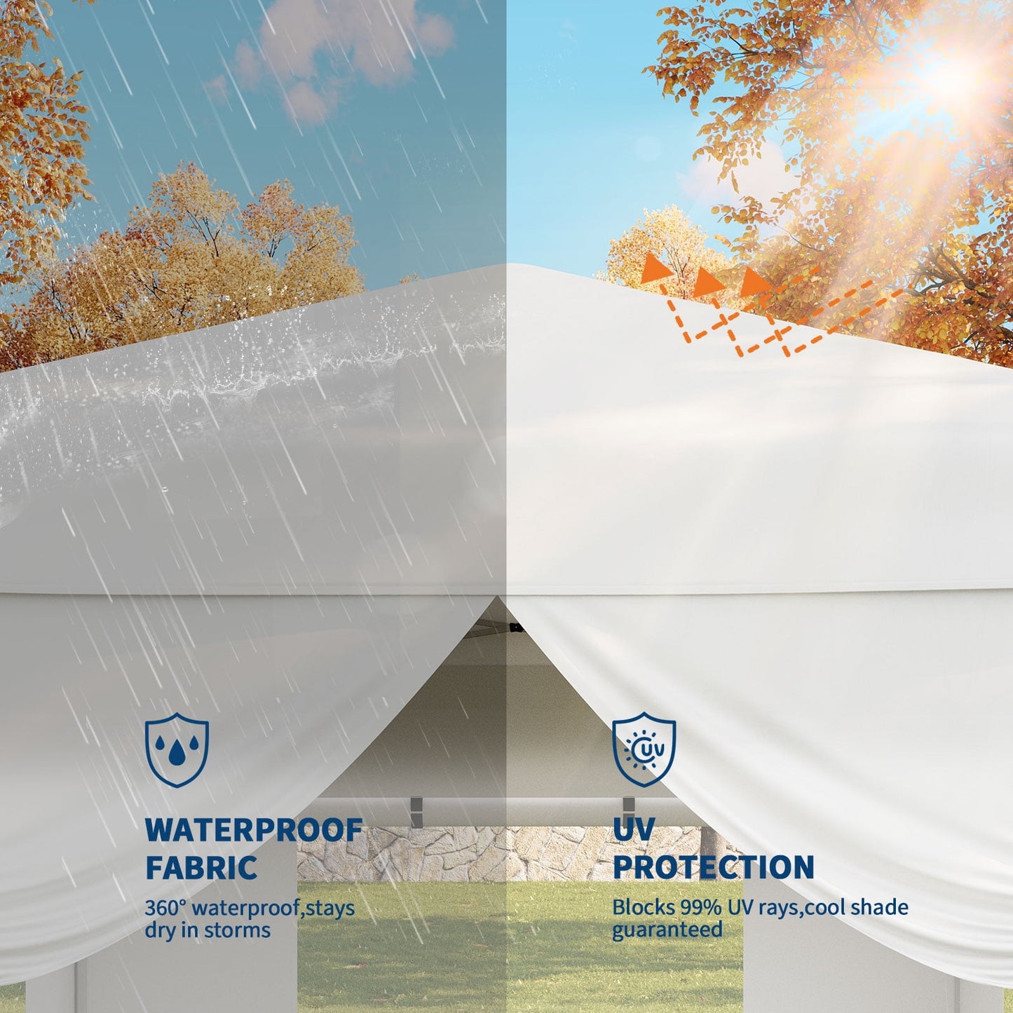 Garvee 10 x 10 ft Pop up Canopy Tent with 4 Sidewalls, 3 Adjustable Heights, White