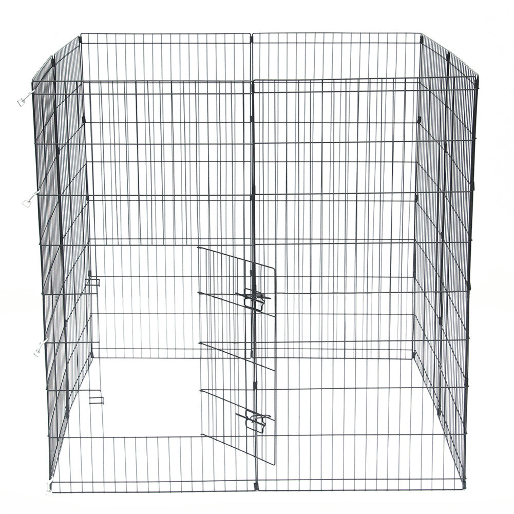 BEESCLOVER 48 inch  Basics Play Area Foldable Metal Pet Wire Fence 8 Pieces with Open Doors Black
