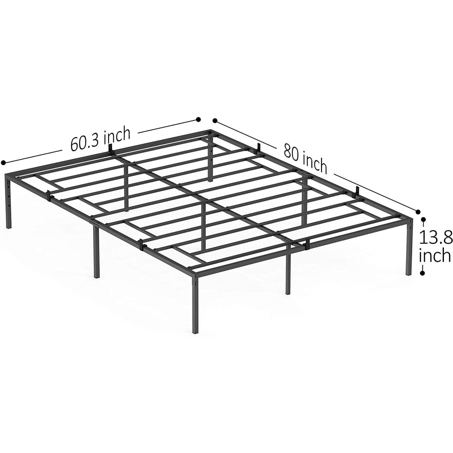 Garvee 13.8 inch Standard Bed Frames, Queen Size, 60.3 x 80 x 13.8", Black