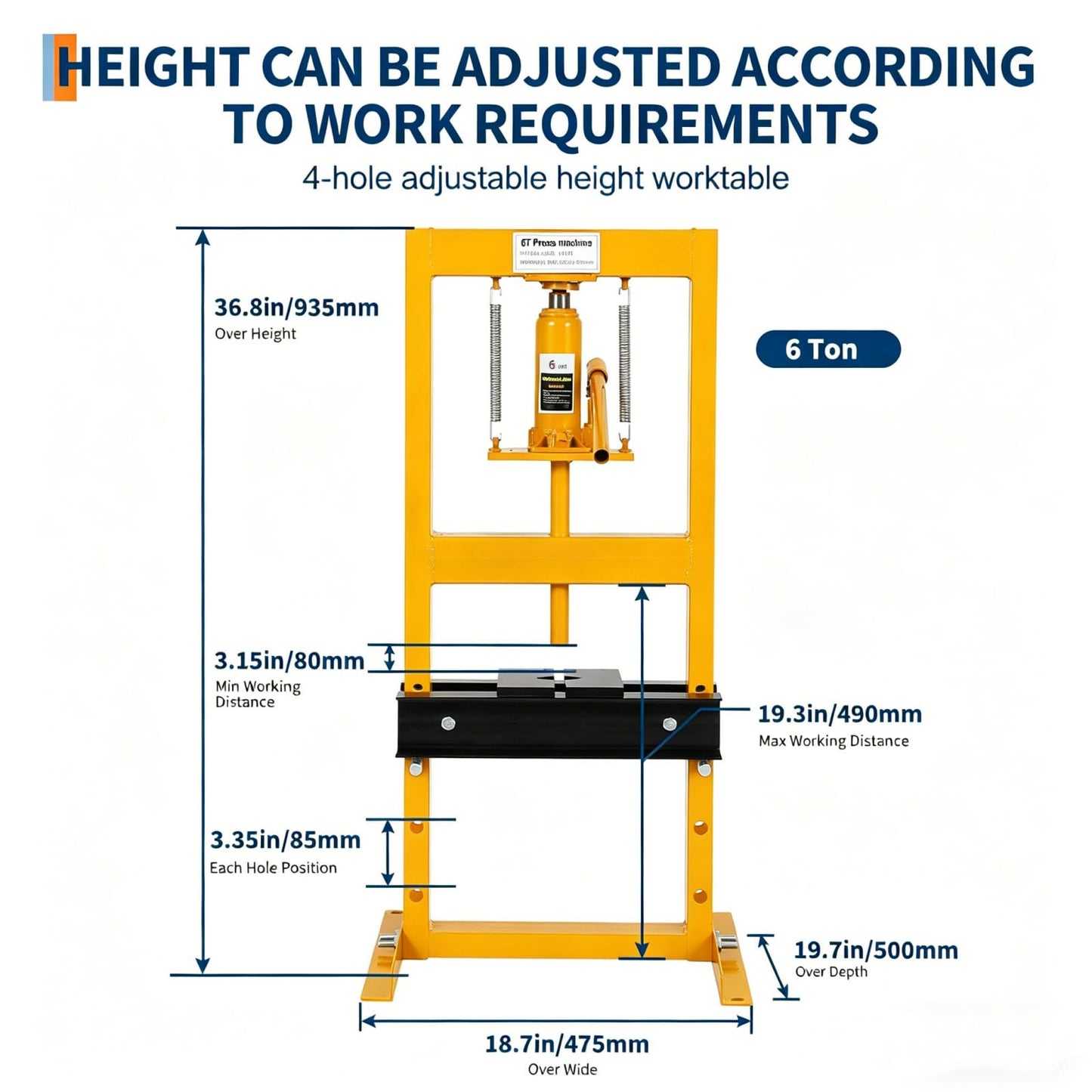 Garvee Hydraulic Shop Press, H-Frame Heavy Duty Steel, Yellow