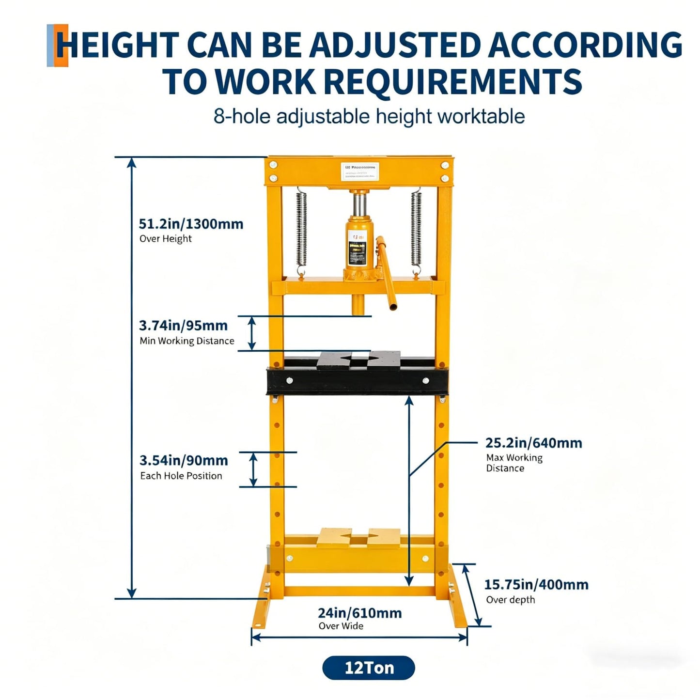 Garvee Hydraulic Shop Press, H-Frame Heavy Duty Steel, Yellow