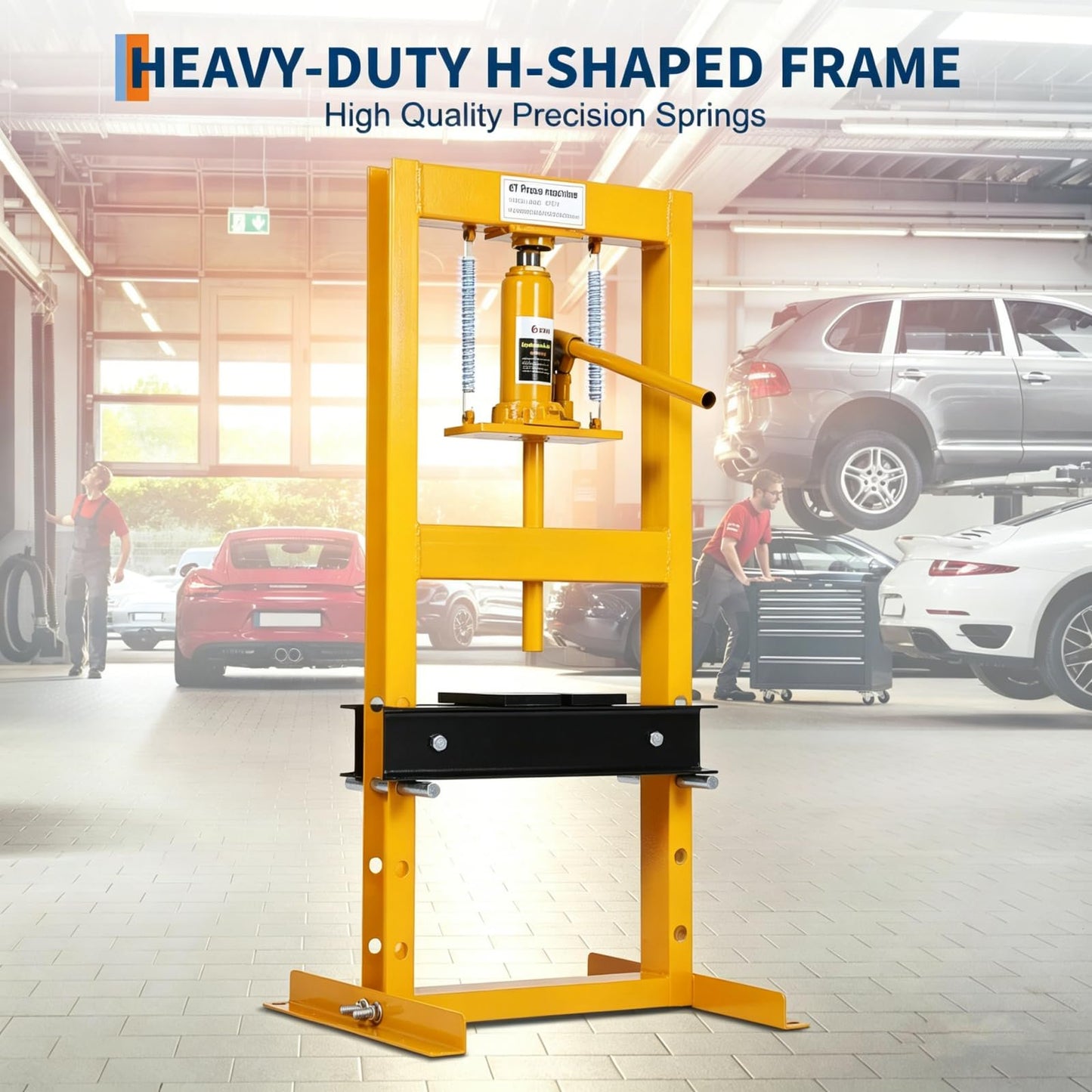 Garvee Hydraulic Shop Press, H-Frame Heavy Duty Steel, Yellow