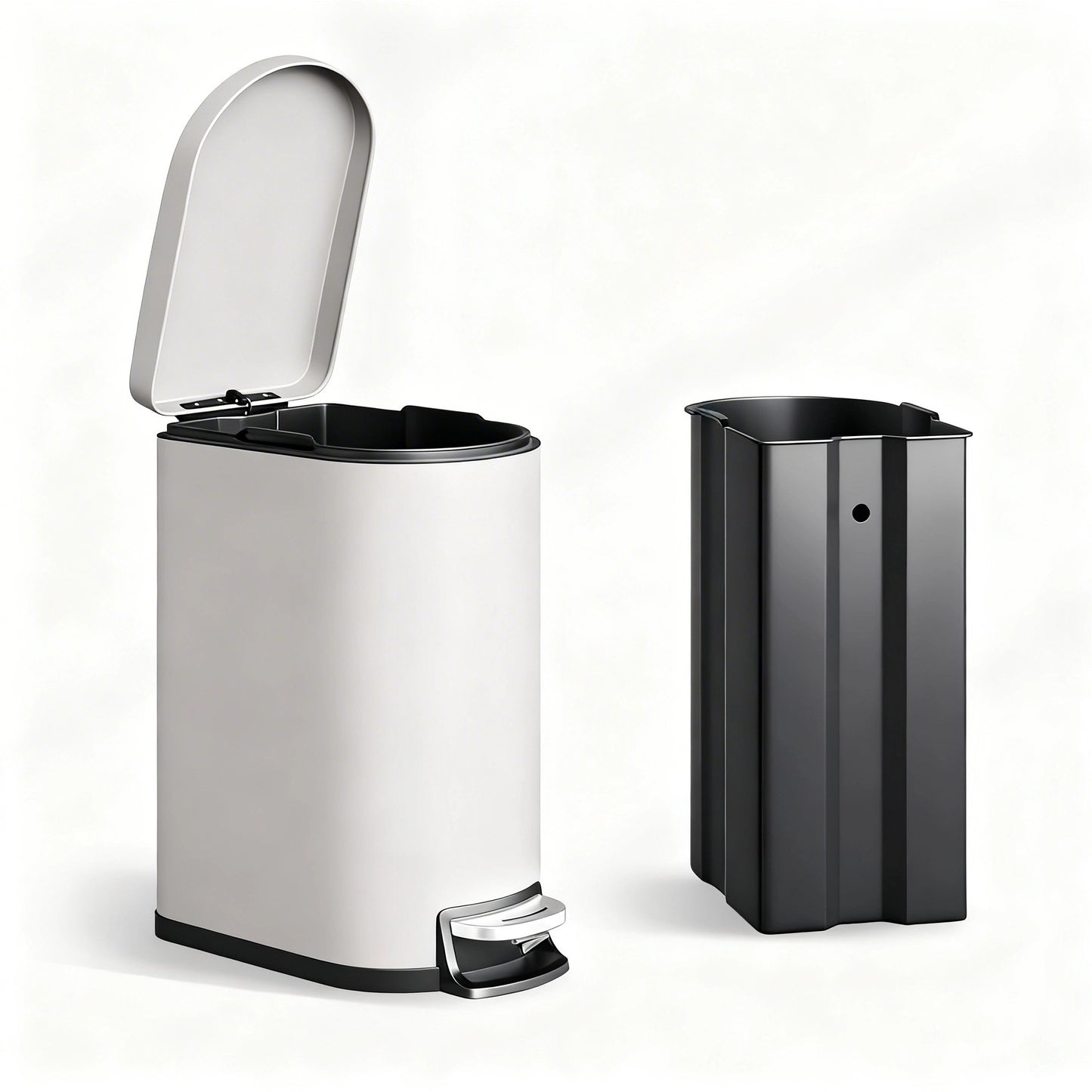 Garvee 2.6 Gallon Step-on Trash Bin with Lid, 12.6 x 7.32 x 15.28", for Bathroom, Light Gray