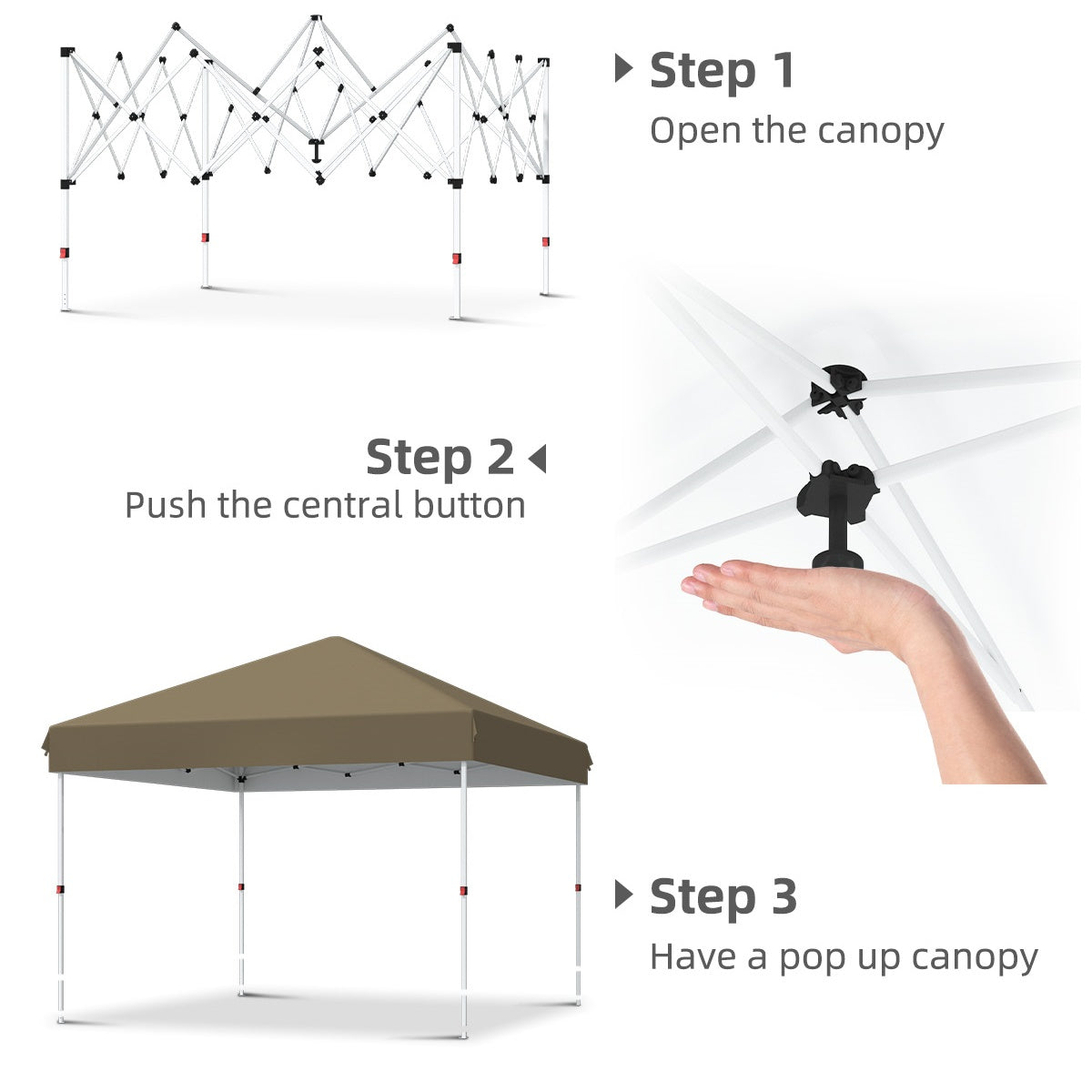 Garvee 10 x 10 Ft Pop-up Canopy, One Button Push Setup, Heavy Duty, Portable Roller Bag