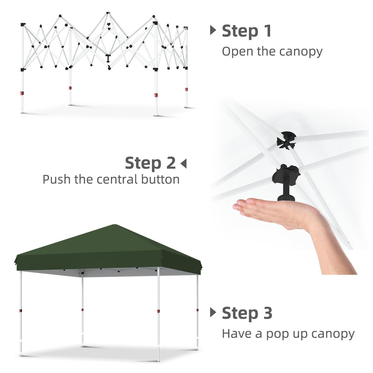 Garvee 10 x 10 Ft Pop-up Canopy, One Button Push Setup, Heavy Duty, Portable Roller Bag