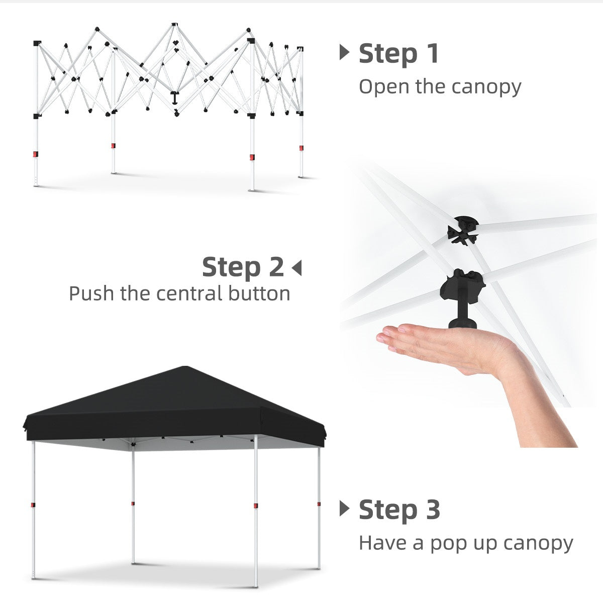 Garvee 10 x 10 Ft Pop-up Canopy, One Button Push Setup, Heavy Duty, Portable Roller Bag