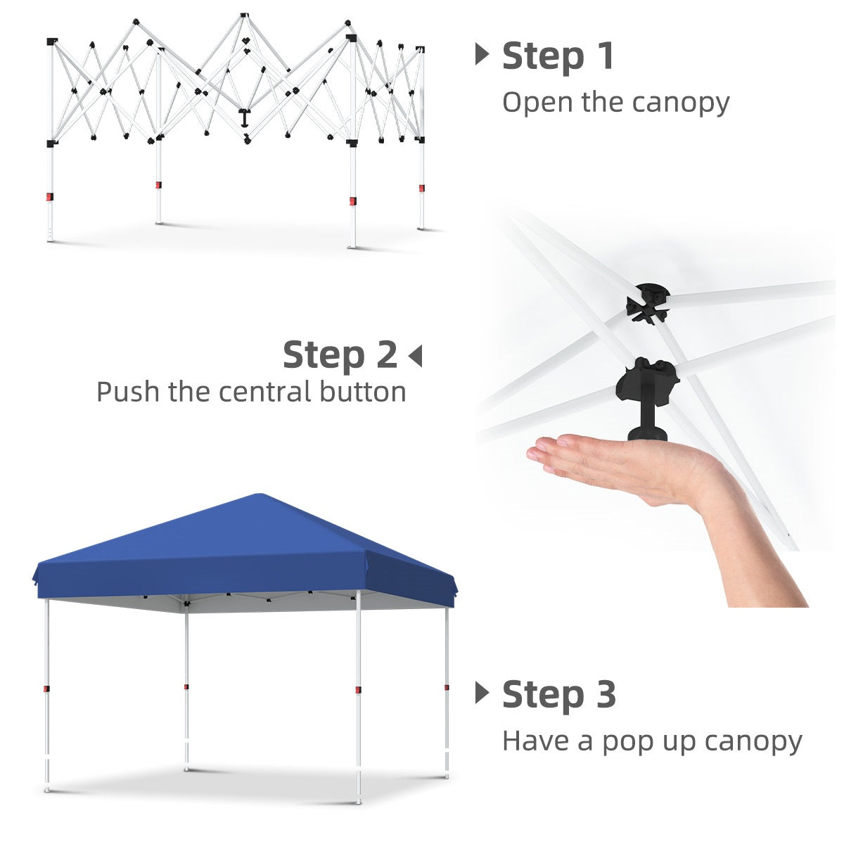 Garvee 10 x 10 Ft Pop-up Canopy, One Button Push Setup, Heavy Duty, Portable Roller Bag