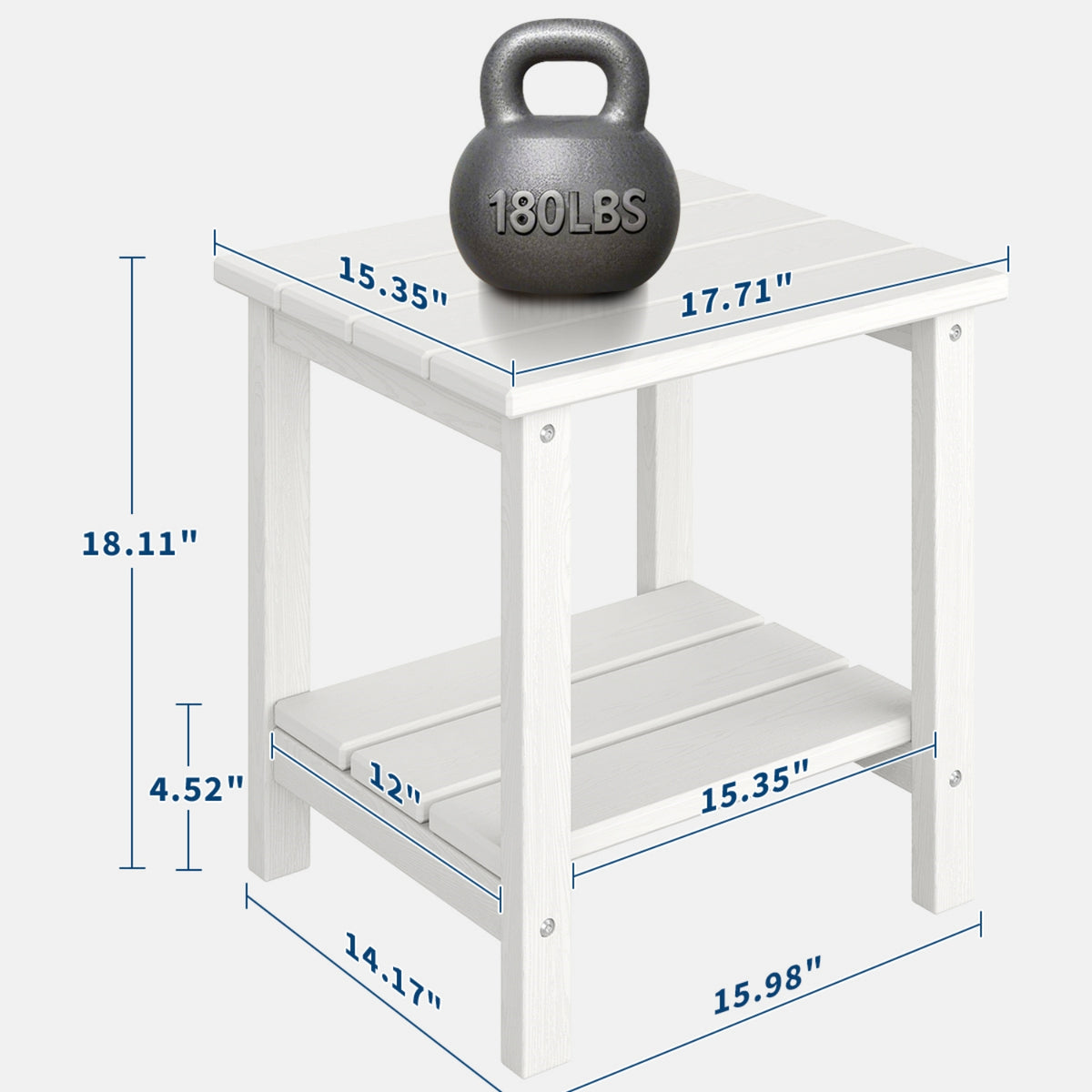 Riedhoff 2-Tiers Outdoor Side Table for Patio, 17.71" x 15.35"x 18.11", Weather Resistant