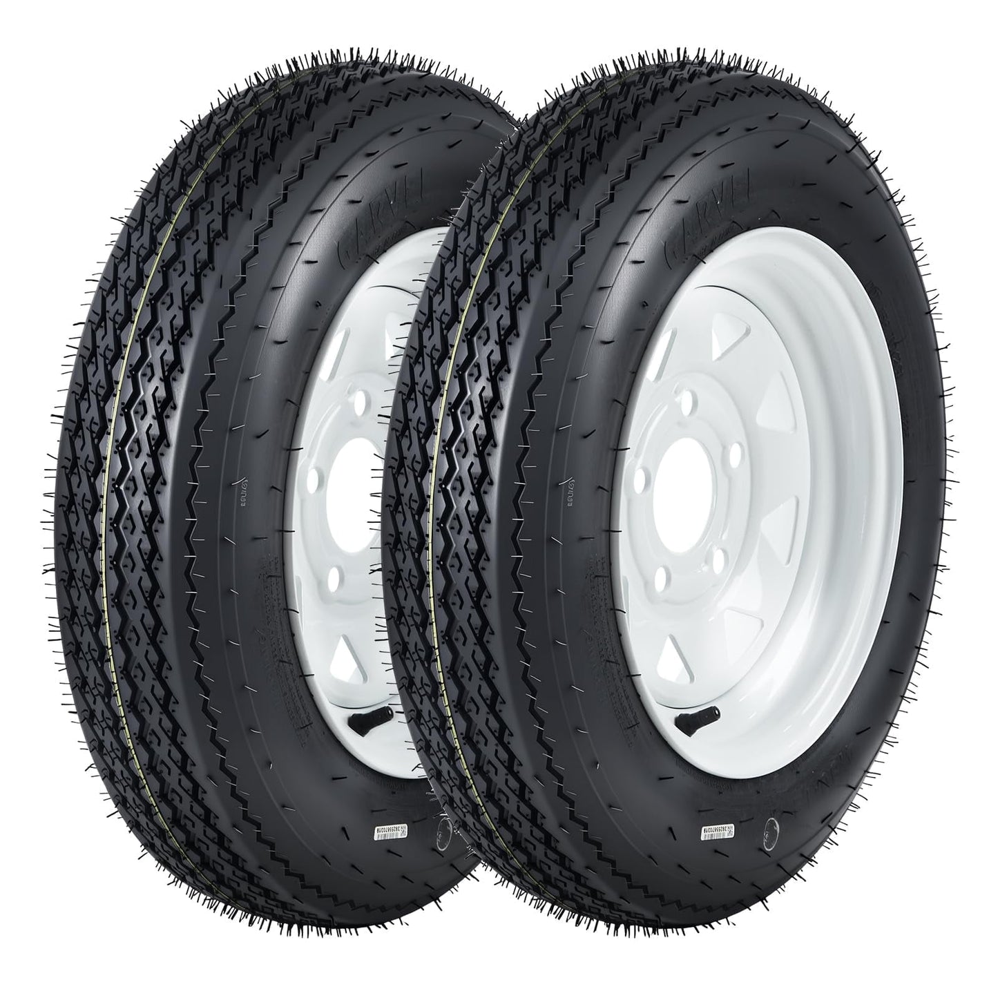 Garvee 2 Pack 4.80-12 Railer Tire and Wheel Assembly, Load Range C 6PR, 5 Lug White Spoke Wheel