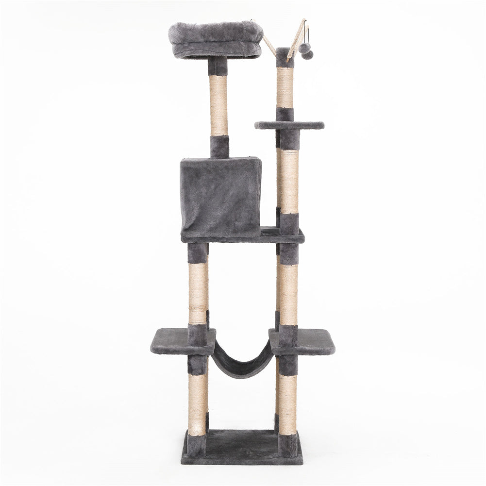BEESCLOVER Cat Tree Toy Plush Indoor Multistory Cat Tree Toys Cat Climbing Frame Toy Grey