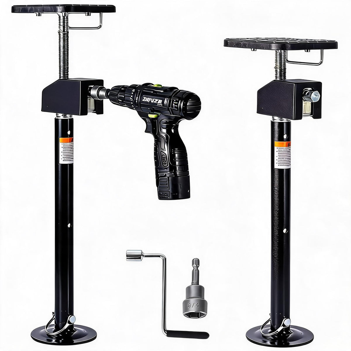 Riedhoff 20" to 49" Steel RV Stabilizers, Adjustable Height, Flat Top Support Block, 5.9" x 5.9" x 49"