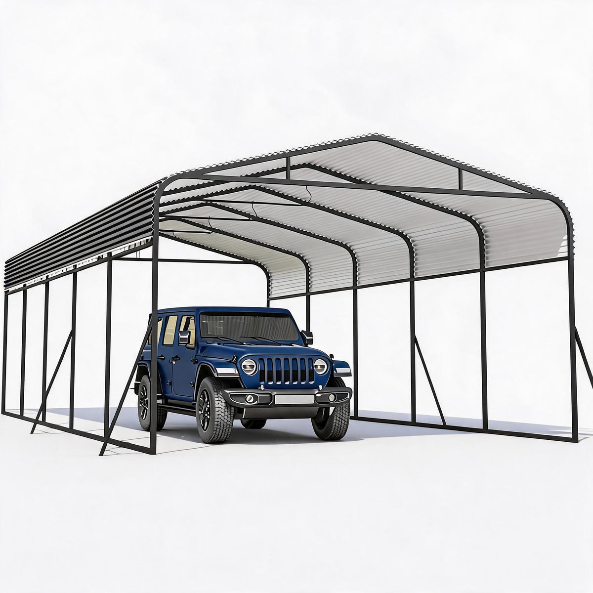 Riedhoff Metal Carport, Heavy Duty, Gray