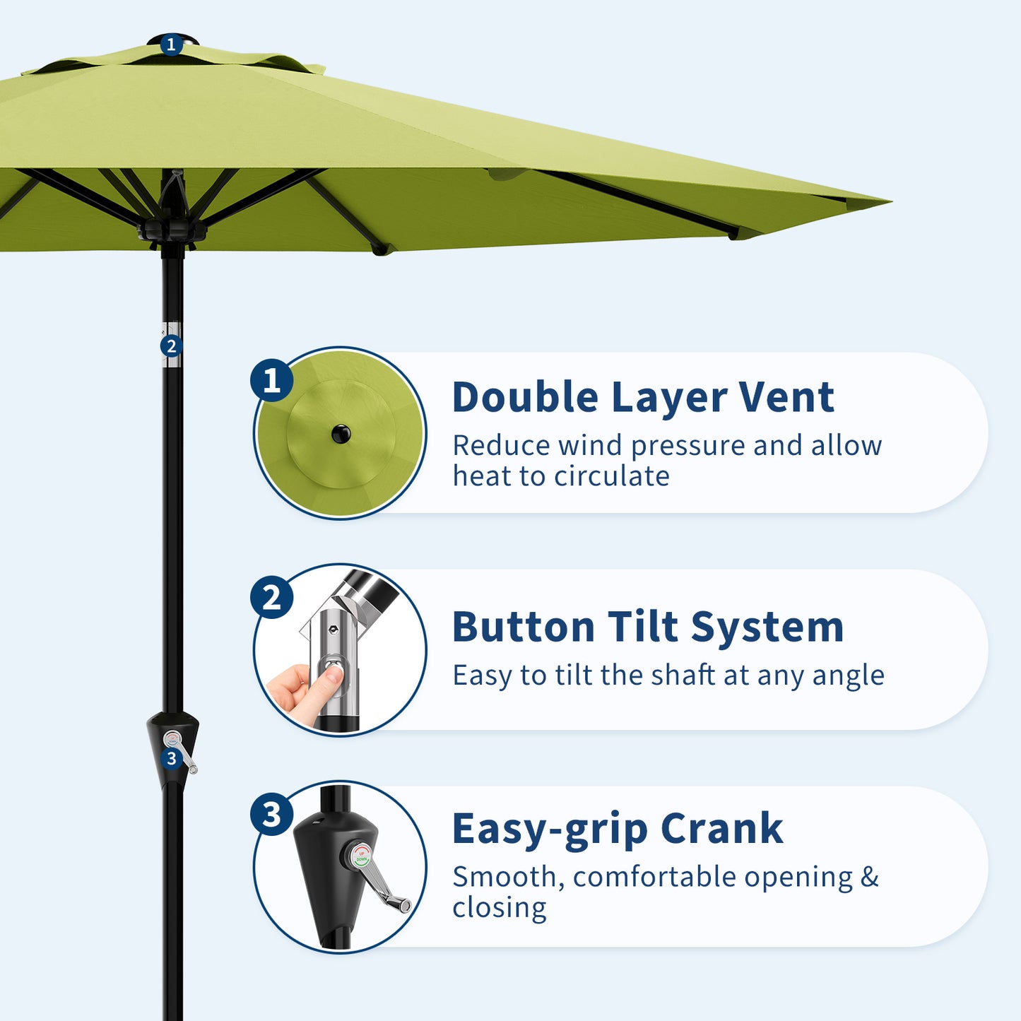 Garvee 10 feet Outdoor Patio Umbrella, with Push Button Tilt & 8 Sturdy Ribs