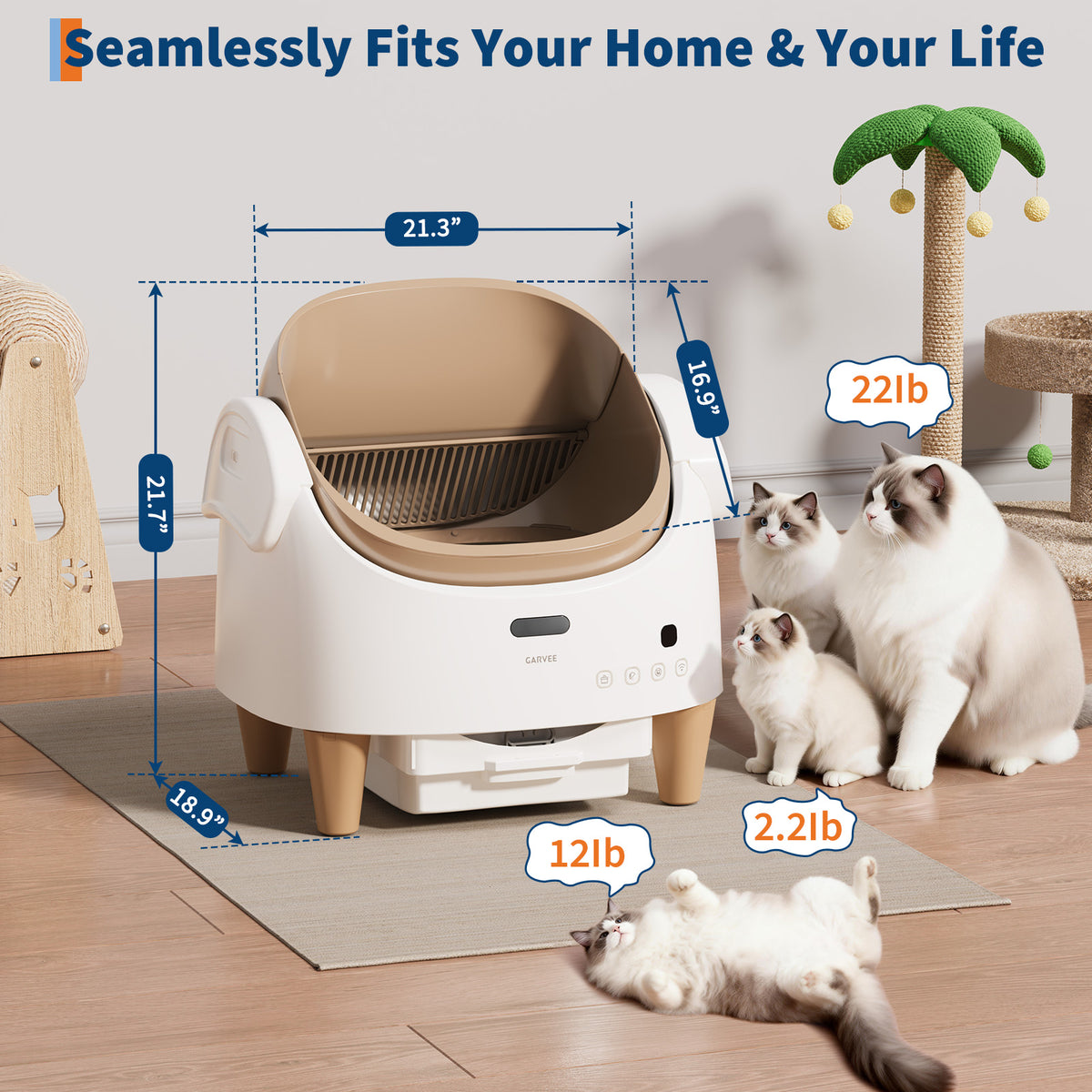 Riedhoff Self-Cleaning Automatic Odor-Control Litter Box, with Smart App Controlled