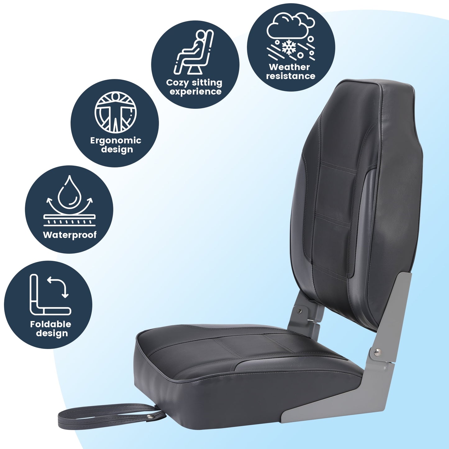 Garvee Folding Boat Seats, High Back, 2 Pack, Thick Sponge Padding and Hinge