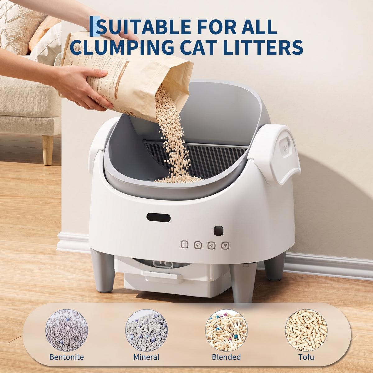 Riedhoff Self-Cleaning Automatic Odor-Control Litter Box, with Smart App Controlled