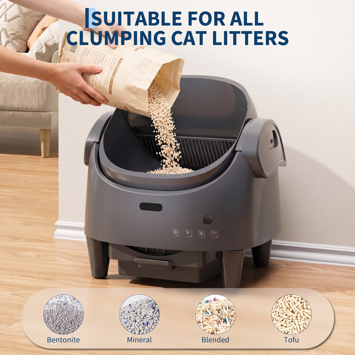 Riedhoff Self-Cleaning Automatic Odor-Control Litter Box, with Smart App Controlled