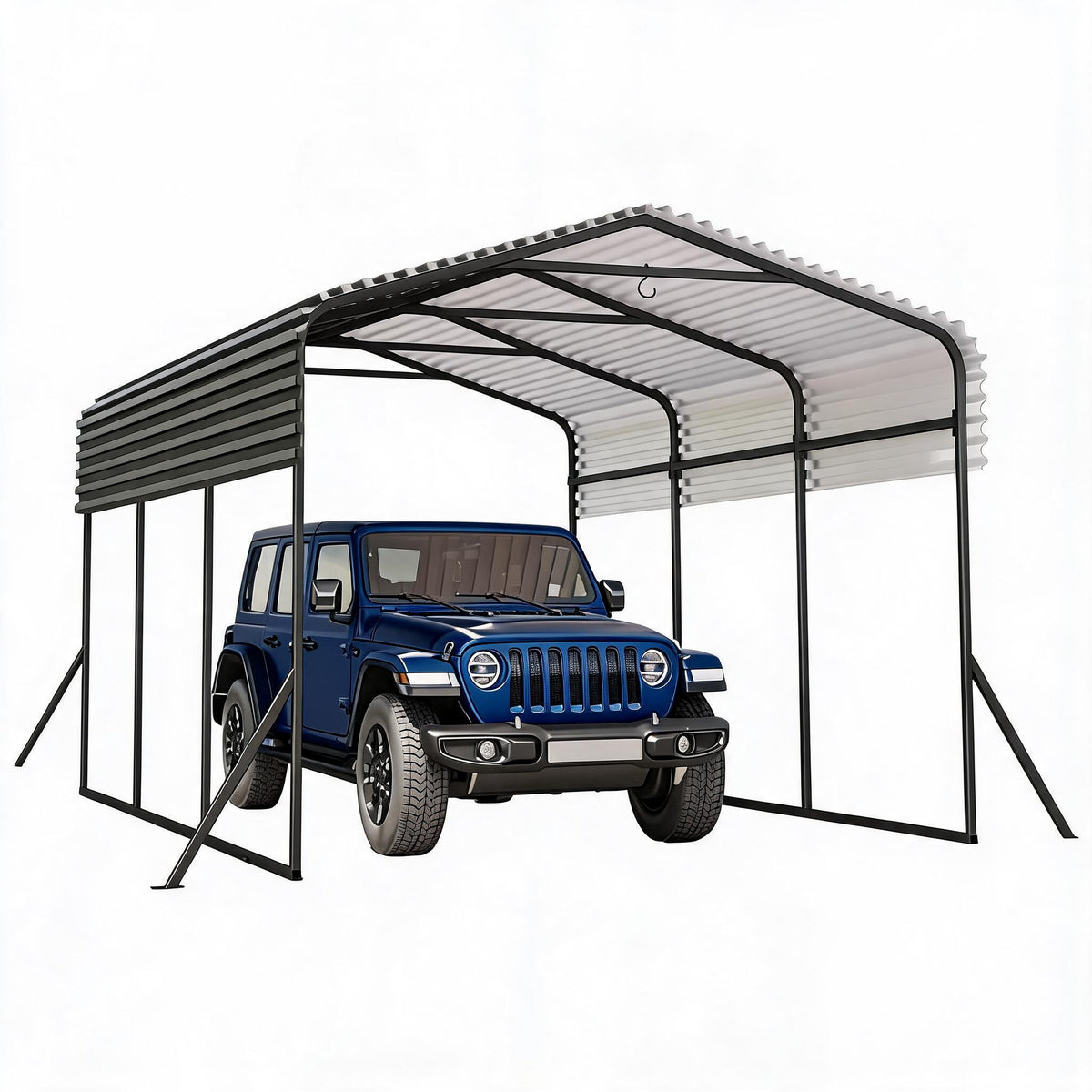 Riedhoff Metal Carport, Heavy Duty, Gray