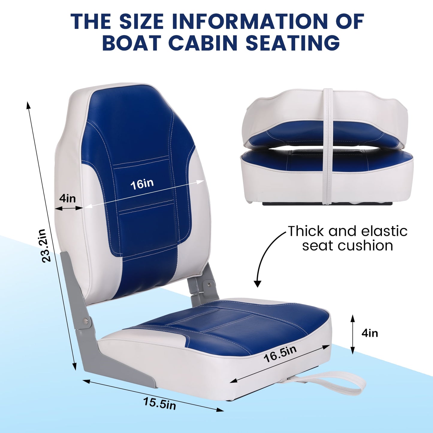 Garvee Folding Boat Seats, High Back, 2 Pack, Thick Sponge Padding and Hinge