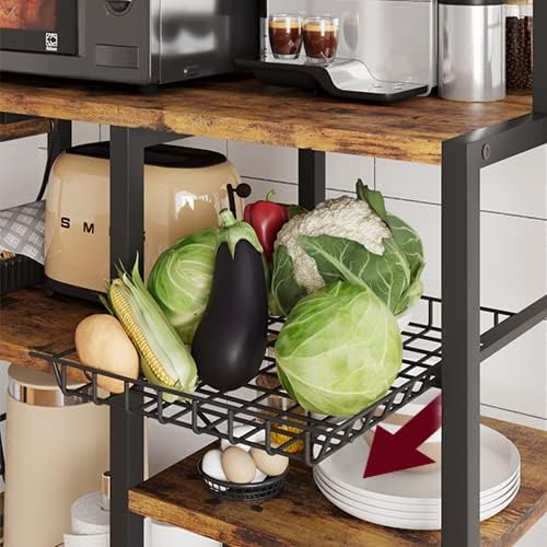 Garvee Kitchen Baker Rack with 2 Power Outlets, 6 Tier Storage Shelf, 35.4 x 15.7 x 59.1"