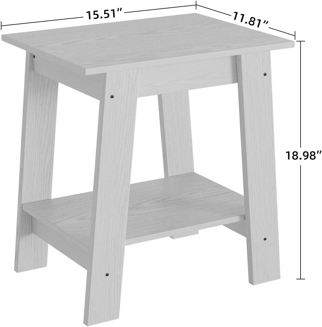Garvee Farmhouse 2 Tiers End Table, with Storage Shelves