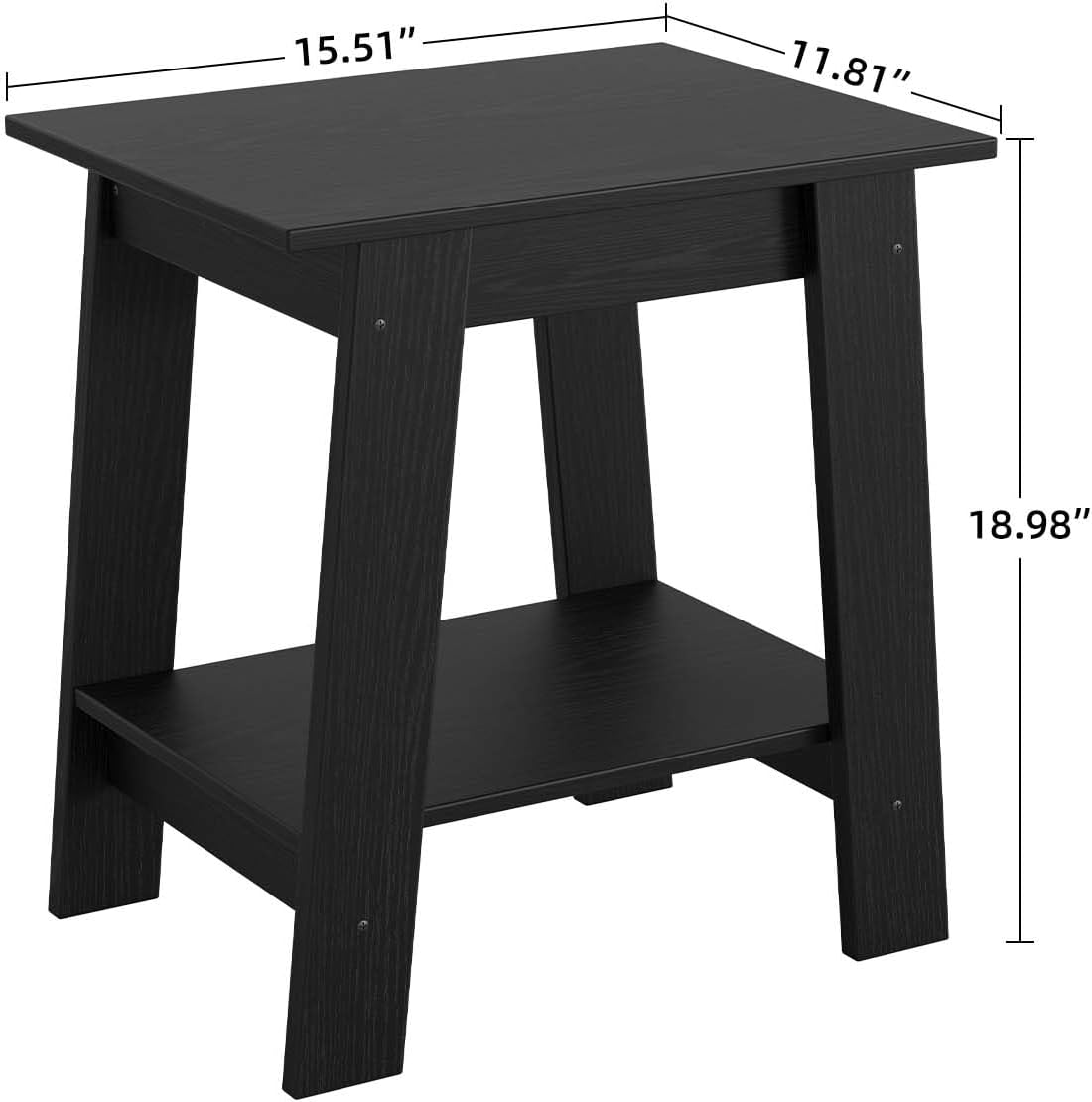 Garvee Farmhouse 2 Tiers End Table, with Storage Shelves